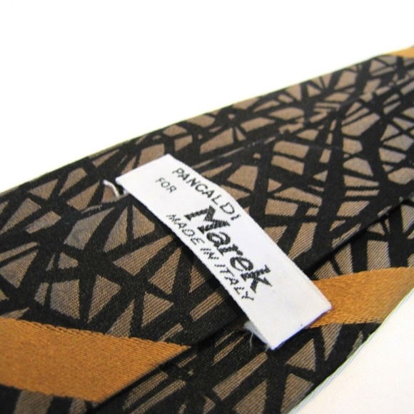 PANCALDI Tie Black Gray Bronze Lattice Web Stripe - Picture 5 of 7